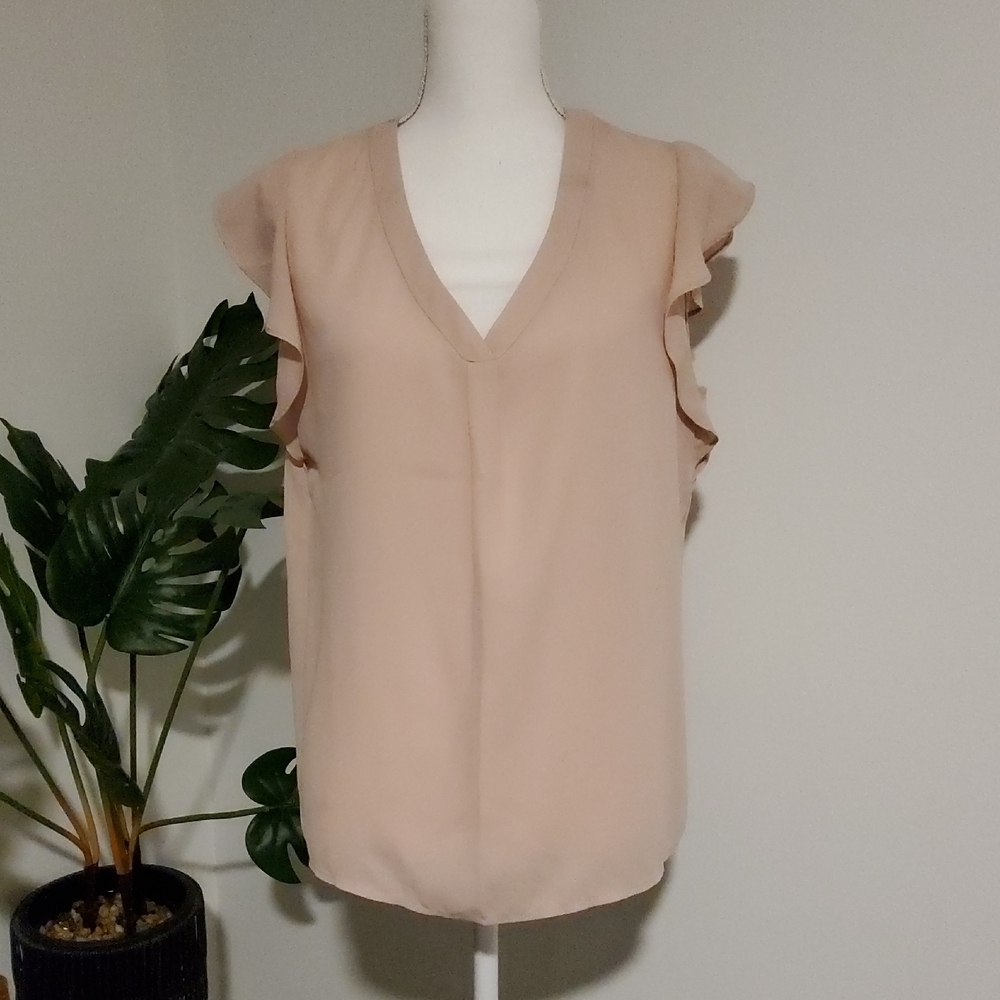 Philosophy Women's Blouse with Ruffle Sleeves - Soft Beige